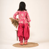 Girls Maroon Dhoti Style Ethnic Set with Jacket – Party & Festive Wear
